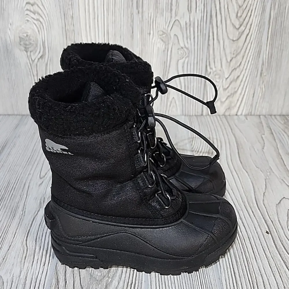 Sorel Cumberland Black Waterproof Boots Childrens Size 12 NEW